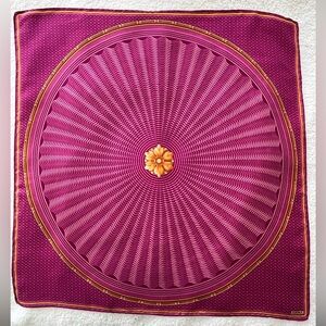 Faberge’ Vintage 100% Silk 18x18 Scarf Beautiful Jewel Toned Hand Rolled Edges